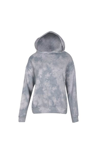 OEM Bluza Hanorac Dama Gri Tie Dye cu Gluga & Captuseala Fleece - One Size