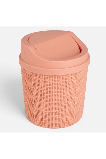 OEM Cos de Gunoi pentru Birou Dusty Pink cu Model Impletit & Capac Ø13,6x17cm...