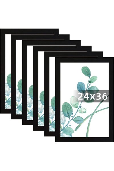 Generic إطار صور صلب أسود مقاس 24×36، مجموعة من 6 قطع، لعرض الصور مقاس 24×36 ...