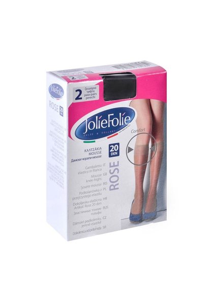 OEM Γυναικείες Κάλτσες Mousse 3/4 Μαύρες 20Den Ένα Μέγεθος - 2 Ζεύγη