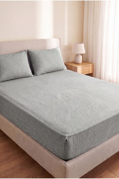 CARYUM Double Cotton Elastic Sheet Set |   With 2 Pillowcases |   Non-Slip Corner Elastic, Soft Textured