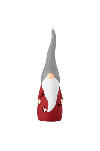 OEM Felinar Ceramic de Craciun Figurina Gnome cu Caciula Gri pentru Lumanare ...