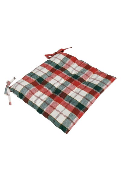 OEM Perna Scaun Patrata Decorativa de Craciun Rosie Alba Verde in Carouri & F...
