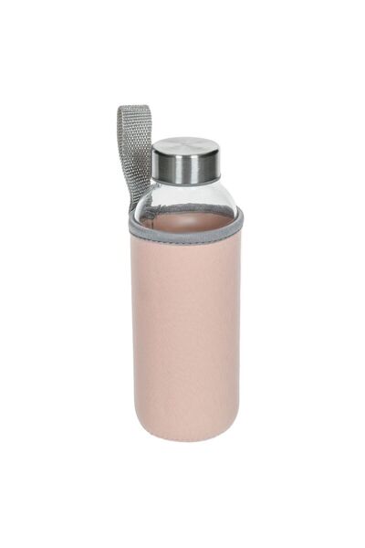 OEM Bidon Apa Sport din Sticla cu Husa Roz si Maner 380ml