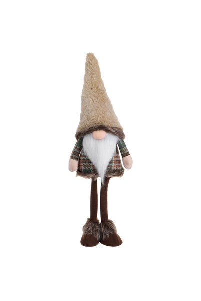OEM Figurina Decorativa de Craciun Gnome cu Haina Maro in Carouri 55cm