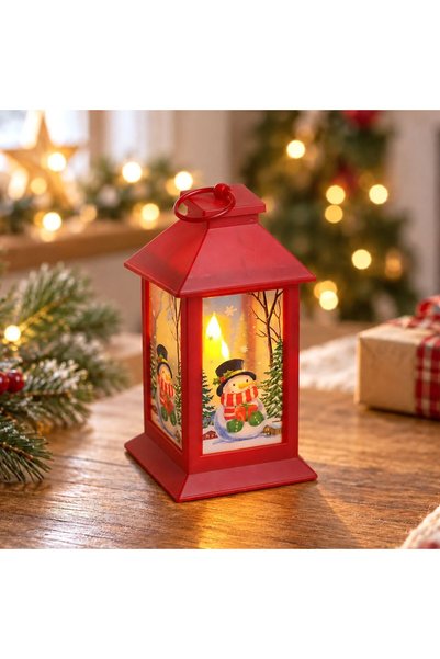 OEM Decoratiune de Craciun Felinar cu Lumanari LED Om de Zapada 8x8x16cm