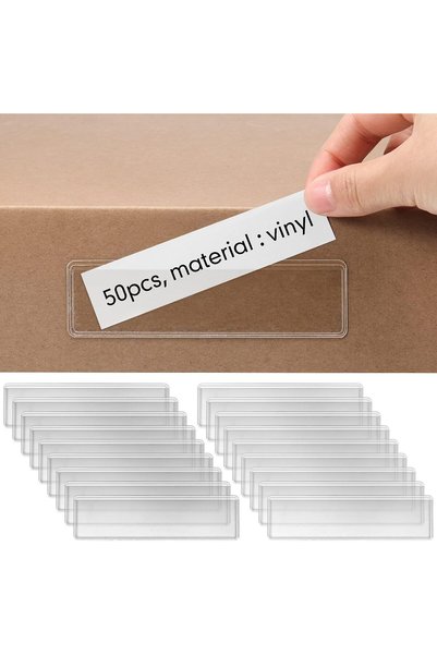 Generic 50 Pcs Self Adhesive Label Holders 1.2 x 4.3 in Shelf Tag Pockets | I...
