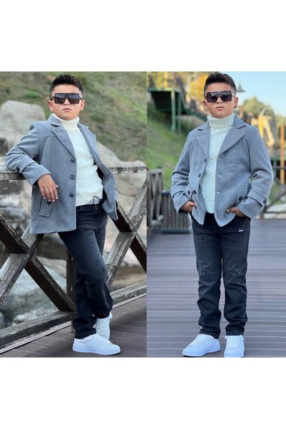 zavera for kids Παλτό με επένδυση για αγόρια - Πλεκτό πουλόβερ με ζιβάγκο - Τ...
