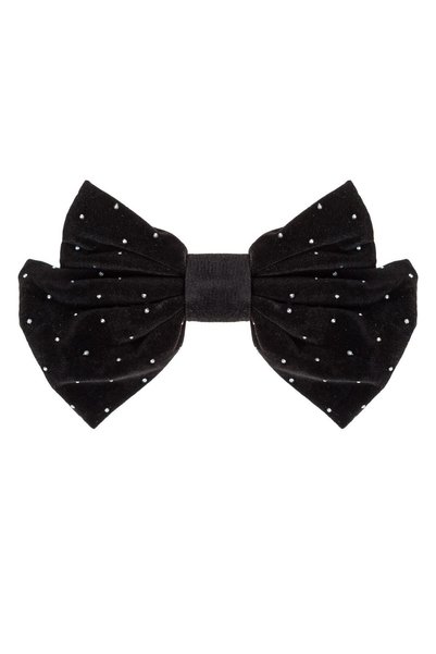 OEM Clama Par de Craciun Fundita Neagra Catifelata cu Strass 16cm
