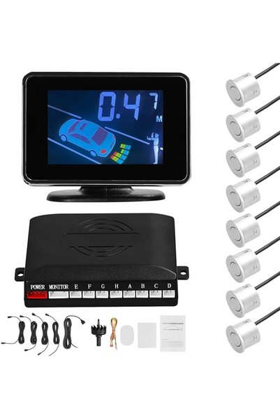 GENERAL نظام استشعار وقوف السيارات، 8 مجسات، أمامي وخلفي، شاشة LCD
