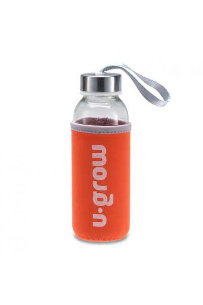 Evelise Sticlă 300ml cu husă termoizolantă, portocalie, U-Grow
