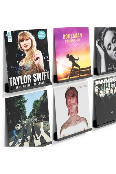 Generic Vinyl Record Floating Shelves: 6 Pack Black Acrylic Vinyl Wall Mount ...