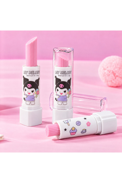 synshop Happy Cat Kuromiii Patterned Lipstick-Shaped School Eraser with Flip ...
