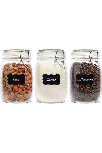 Generic Airtight Glass Canister Set of 3 with Lids 34oz Food Storage Jar Roun...