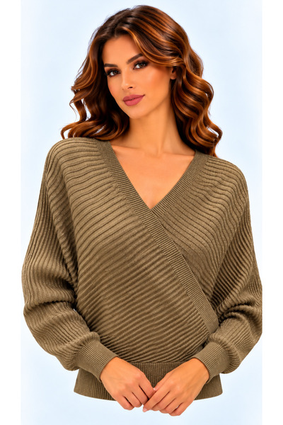 Okçu Triko Women's Double-Breasted Cut Ribbed Knitwear Cardigan 27K12128-25