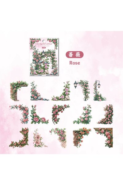 Choice B 30 Pcs Flowers Corner Stickers PET sticker package DIY diary decorat...