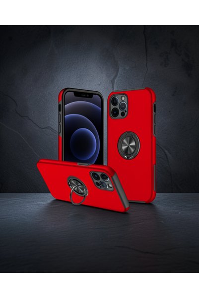 teknodayım Apple iPhone 12 Pro Case Elite Ring Cover - Red