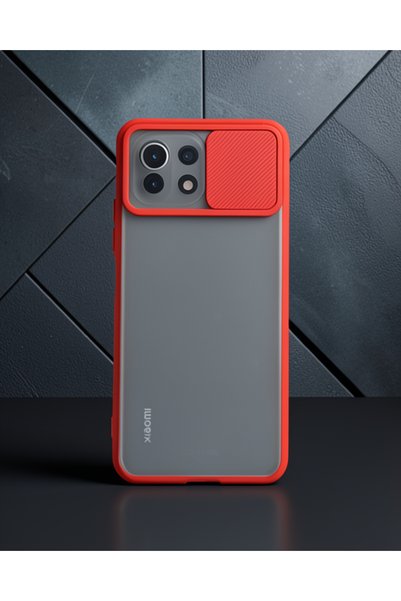 teknodayım Xiaomi Mi 11 Lite Case Palm Frosted Camera Sliding Silicone - Red