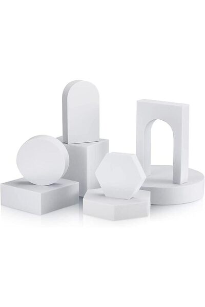 SKEIDO 5Pcs White Rectangle Stereo Geometric Shape Foam Photography Props Set...