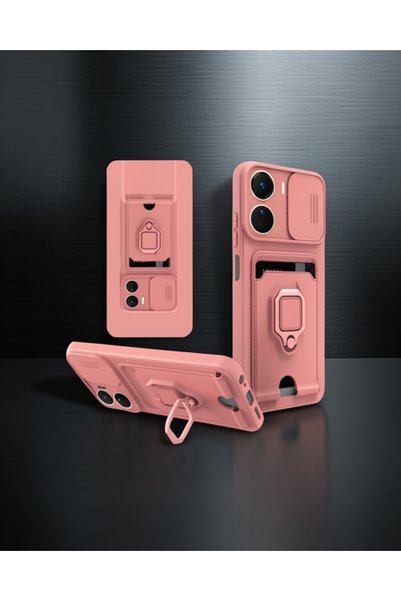 Generic Brand Vivo Y16 Case Zuma with Ring Silicone with Business Card - Pink