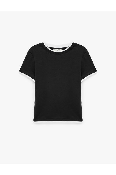 Koton Ribbed Slim Fit Modal Fabric Short Sleeve Crew Neck Sports T-Shirt