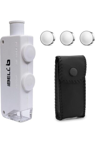 Ibello iBELL Professional Pocket Microscope with Phone Clip, 60X–100X Magnifi...