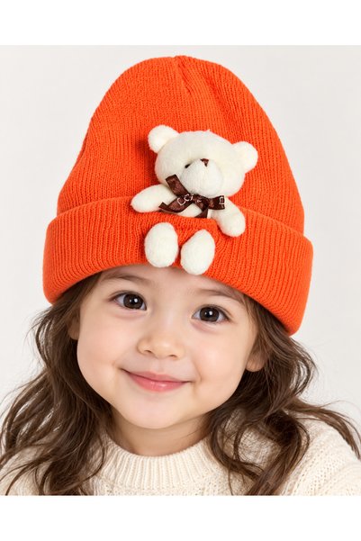 Nova Earth Art Children's Beanie with Teddy Bear Figure 5–9 Years Old