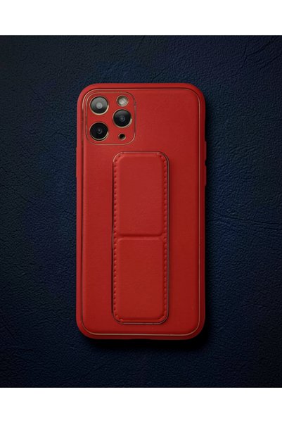 teknodayım Apple iPhone 11 Pro Case Coco Leather Stand Cover - Red