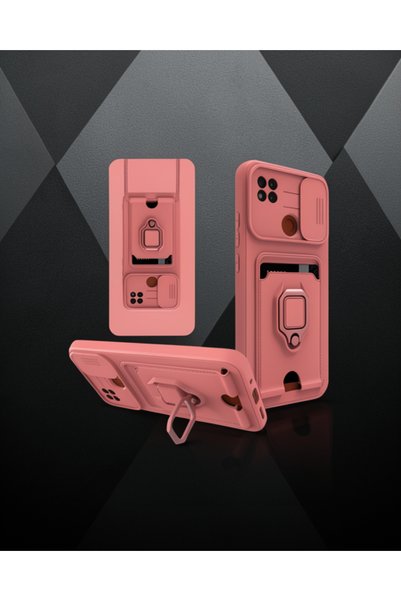 Generic Brand Xiaomi Redmi 9C Case Zuma Silicone with Business Card Ring - Pink