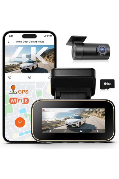 Generic كاميرا لوحة القيادة A810 Lite بدقة 4K، كاميرا أمامية بدقة 4K وخلفية ب...