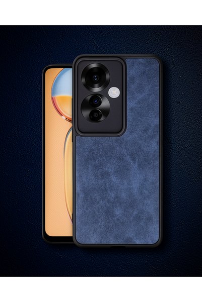 Generic Brand Oppo Reno 11F Case Aras Leather Cover - Navy Blue