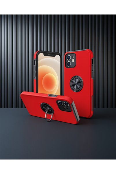 Generic Brand Apple iPhone 12 Mini Case Elite Ring Cover - Red