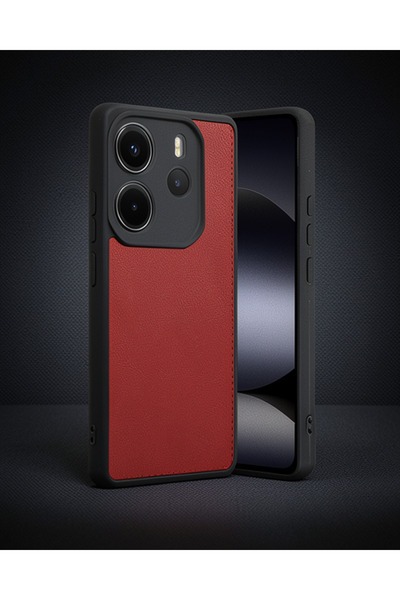 teknodayım Xiaomi Redmi Note 14 4g Case Aras Leather Cover - Red