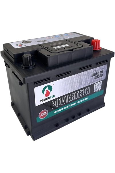 POWERTECH بطارية سيارات DIN55-55559، سعة 55 أمبير ساعة