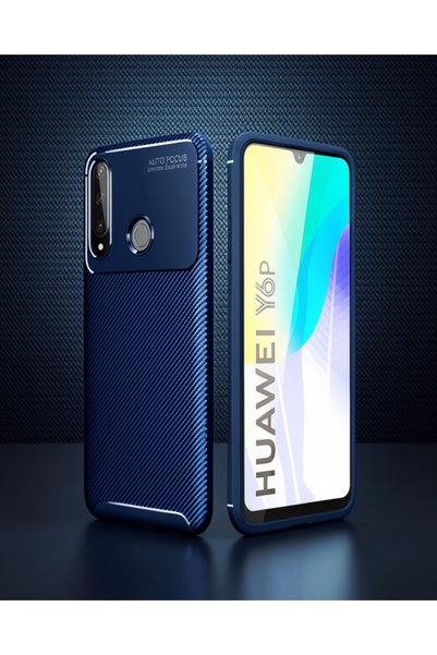 teknodayım Huawei Y6P Case Auto Focus Carbon Cover - Navy Blue