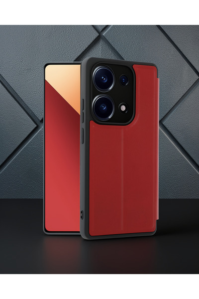 teknodayım Xiaomi Redmi Note 13 Pro 4g Case Flip Cover - Red