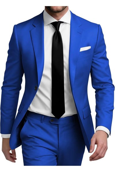 Generic Mens Suits Regular Fit 2 Piece Suit Men One Button Blazer Pants Suit ...