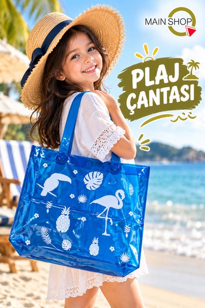 MAİN SHOP Transparent Colored Pvc Beach Bag 40X40 cm – Water-Resistant, Flami...