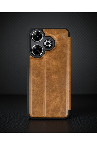 teknodayım Xiaomi Redmi 13 4g Case Flip Cover - Tan