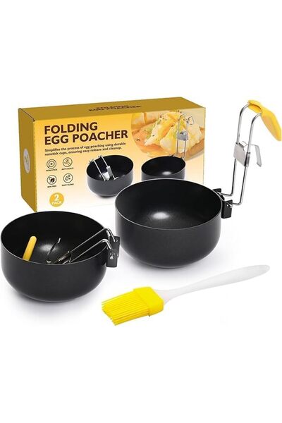 Generic Foldable Egg Poacher Set – Poached Egg Cooker, Non-Stick Poached & Bo...