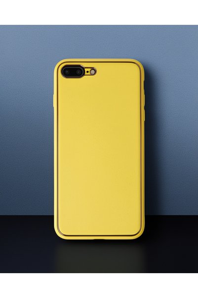 teknodayım Apple iPhone 7 Plus Case Coco Leather Silicone Cover - Yellow