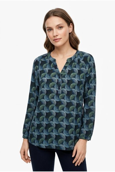 Neden Tekstil Women's Patterned V-Neck Long Sleeve Blouse