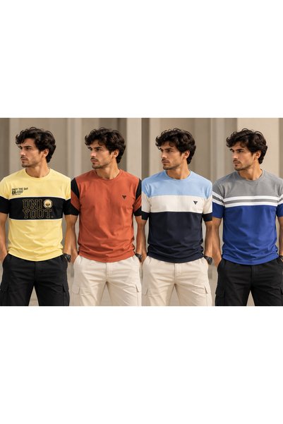 iza Men's Premium Casual Cotton Blend T-Shirts – Combo Pack of 4 | Stylish Cr...