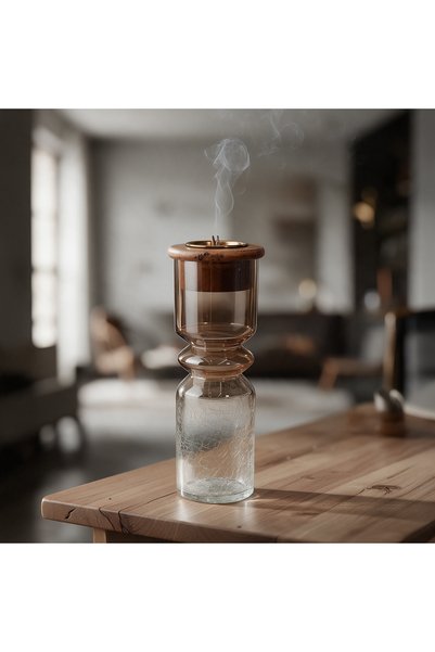 Generic Brand مبخرة زجاج مثلج مع خشب