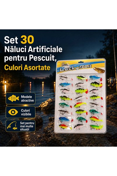 FOXMAG24 Set of 30 Artificial Fishing Lures, Assorted Colors