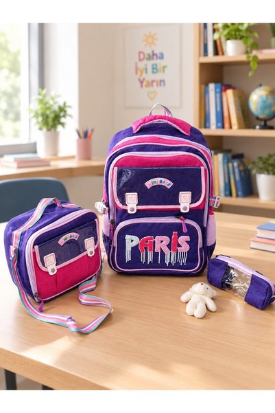 Generic Brand Rucsac școlar pentru fete – Set de 3 bucăți (SEZONUL NOU)