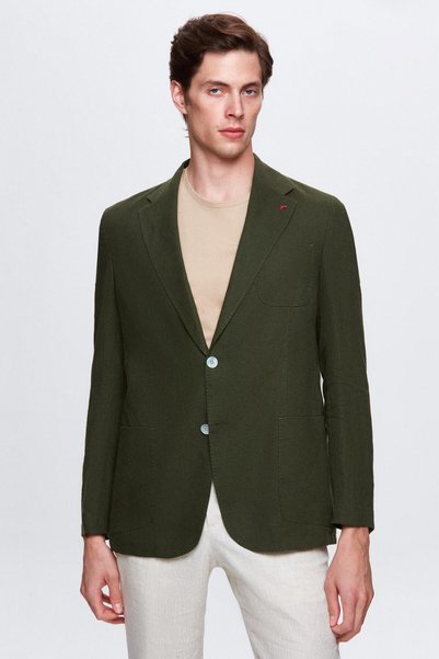 D'S Damat Ds Damat Regular Fit Khaki Plain Fabric Jacket