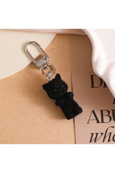 Choice Black 1pcs Sweet 3D Flocking Kitten Keychain Cat Couple Mobile Phone P...