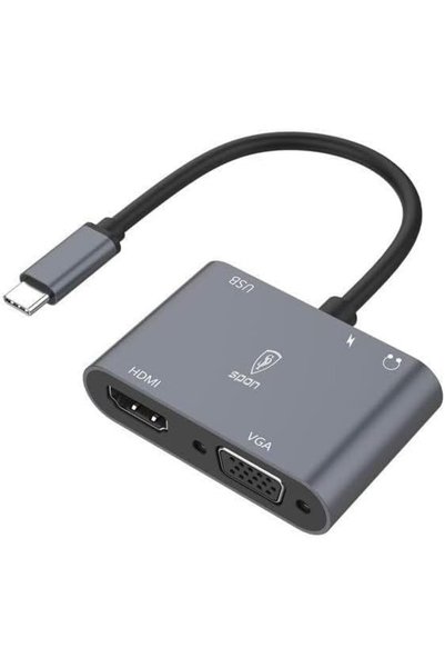 SP SPON محول متعدد المنافذ 5 في 1، يدعم منفذ USB-C، ومحول VGA إلى HDMI بدقة 4...