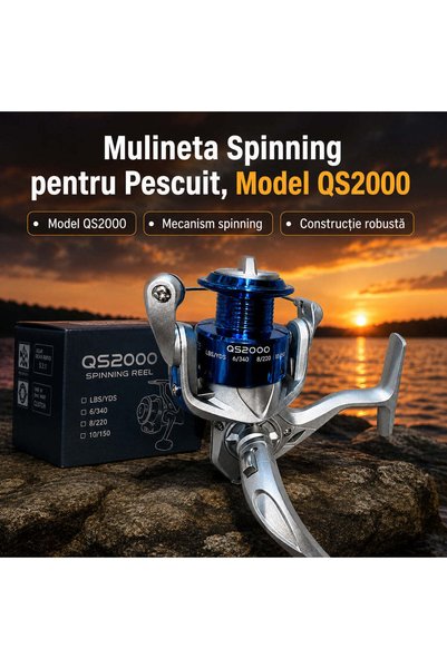 FOXMAG24 Μηχανισμός ψαρέματος spinning, Μοντέλο QS2000, Μπλε, Αλουμίνιο